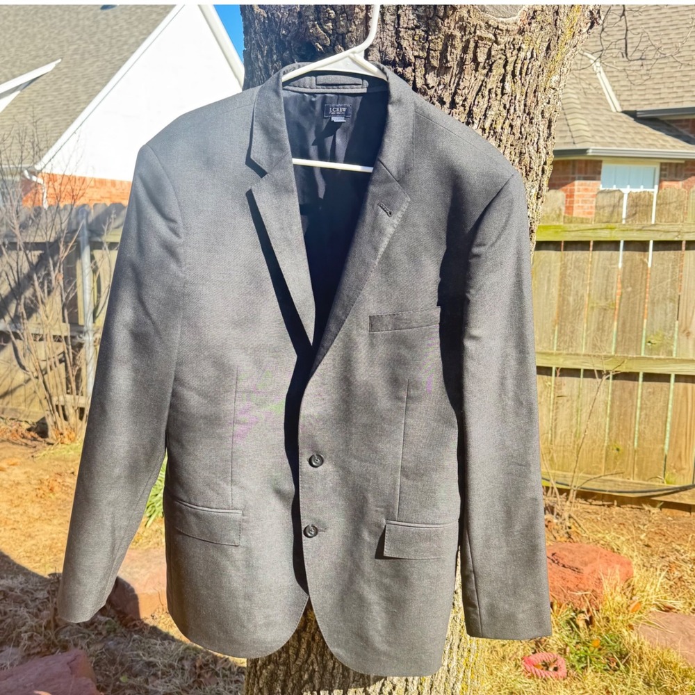 VTG JCrew Ludlow Jacket Italian Wool Charcoal Gray 44L Herringbone Blazer Jacket